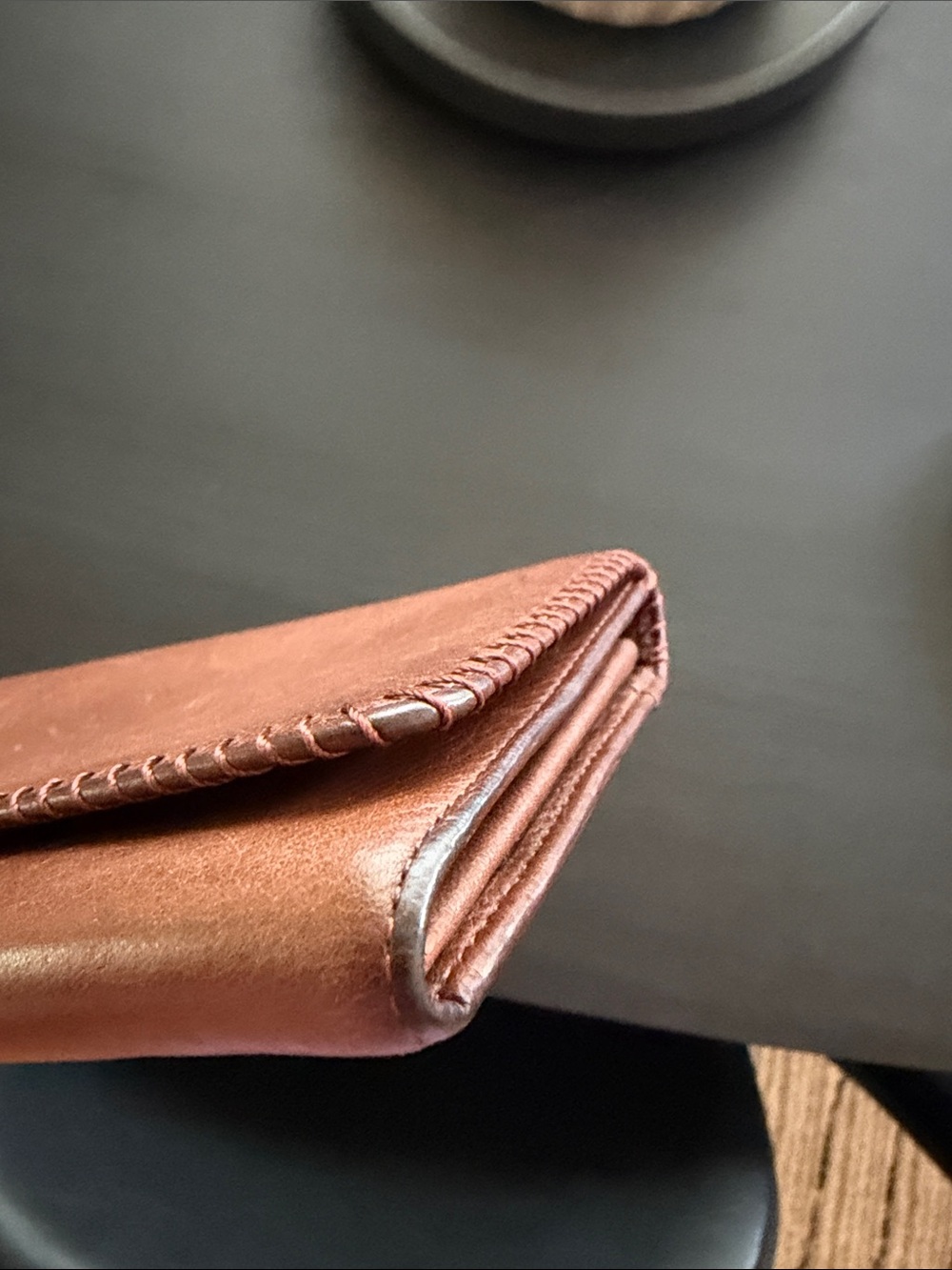 HOBO Chestnut Brown Leather Wristlet Wallet with Wrist Strap - Picture 6 of 7